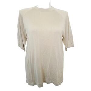 Cumran Men's Italian knit Sweater Tan / Beige silk XL